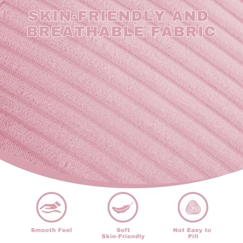 Image of Square Stuffed Pouf Ottoman, Corduroy Oversize Foot Rest,Pink