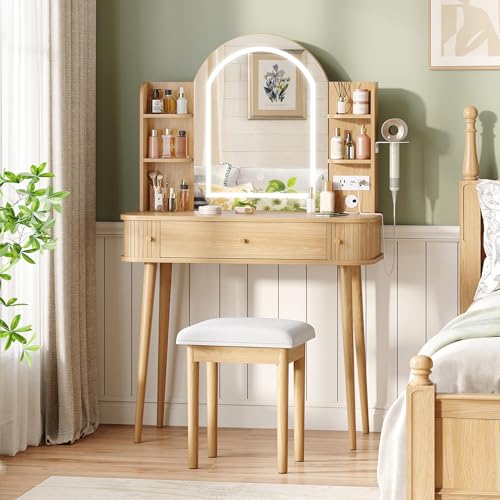 Vabches Vanity Desk with Mirror and Lights