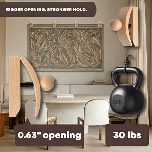 Image of Quilt Hanger for Wall for Display Beech Wood - Adjustable Rug & Tapestry