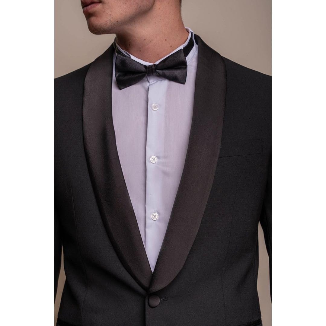 Smoking da uomo nero in 2 pezzi con collo a scialle