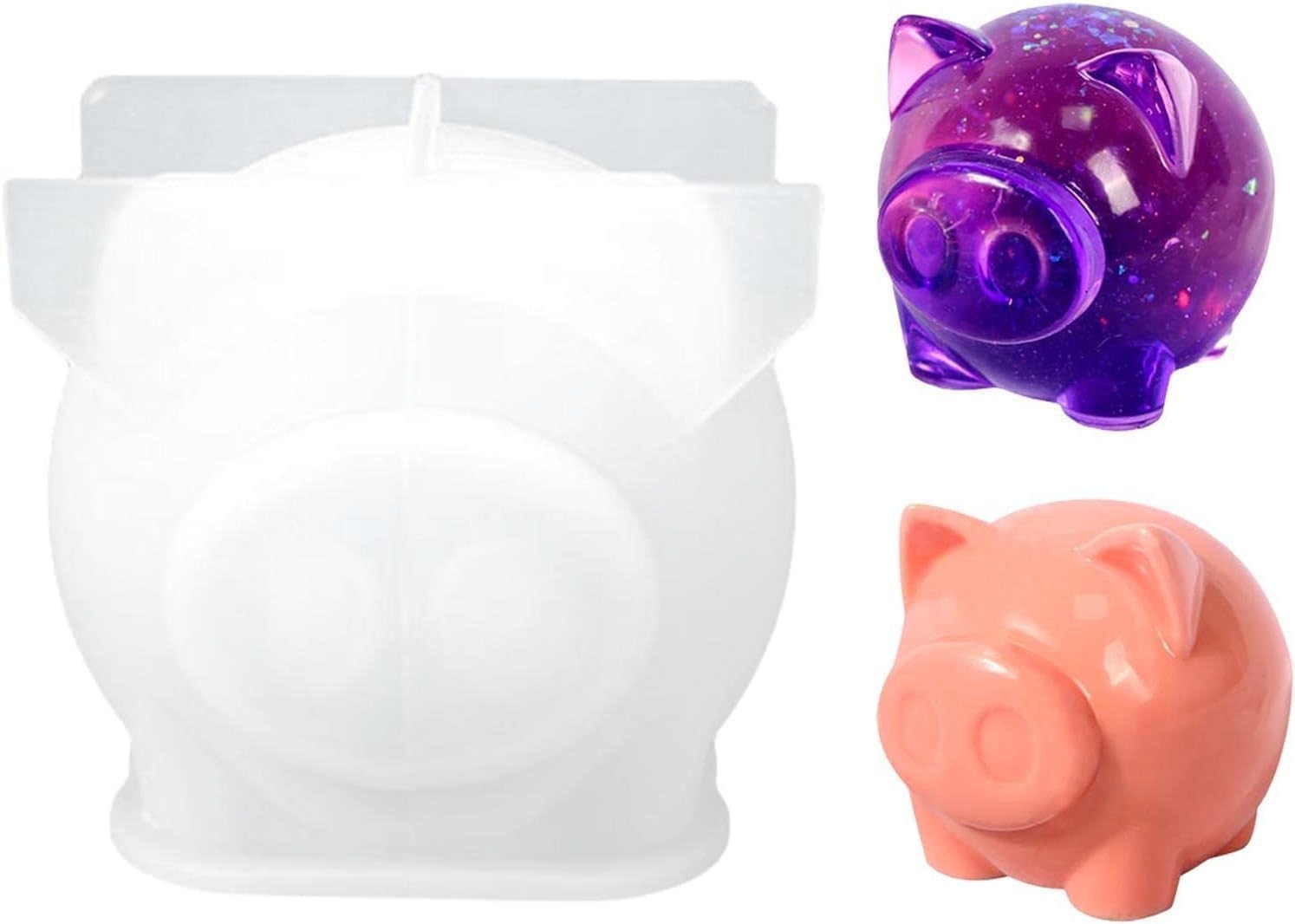 3D Pig Silicone Crystal Resin Epoxy Casting Molds Pig Shaped Mould Non-Stick Manual Animal Resin Pendulum for Home Decoration