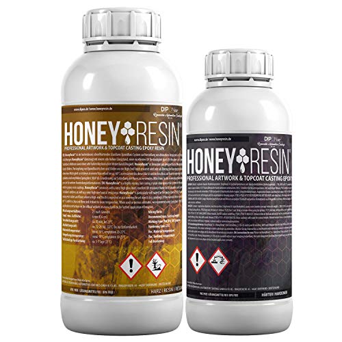 Résine époxy professionnelle HoneyResin ArtWork & TopCoat Epoxy Résine haute viscosité I Séchage rapide pour sceller bois, toile, sols 3D, plans de travail de cuisine, résine