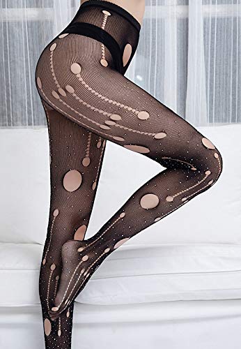 Image of Ulalaza Sparkle Hollow Out Letter Nude Colorful Rhinestone Hot Drilling Fishnet Pantyhose Tights for women Luminous
