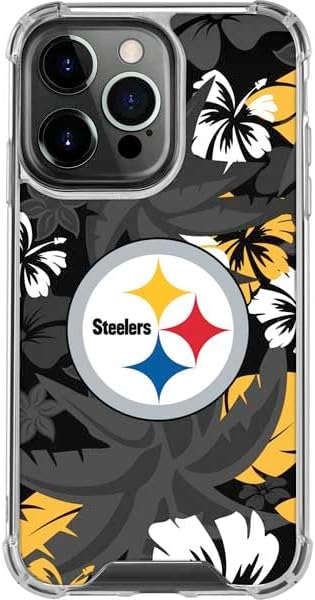Skinit Clear Phone Case Compatible with iPhone 16 Pro Max - Officially Licensed NFL Pittsburgh Steelers Tropical Print Design