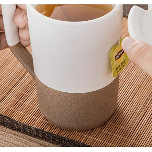 Taza de café divertida de cerámica blanca estilo retro de 500 ml para desayuno y oficina 6