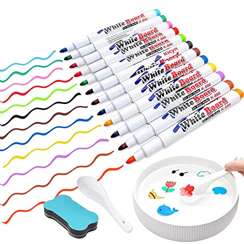 Bolígrafo de Pintura de agua Mágica 12PCS,Pluma de Pintura de Agua Mágica para niños,Pintura Flotante Rotuladores, Rotulador a Base de Agua Borrable,para Regalos de niños Garabatos, Dibujos Cover
