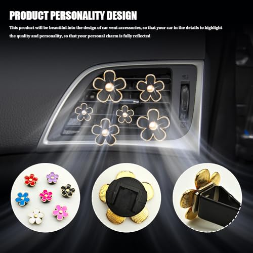 Image of 8PCS Daisy Flower Air Vent Clip Accessories, Air Conditioning Outlet Clip, Car Air Freshener Dashboard Accessories Charm, Auto Decorations Interior Universal Car Fresheners for Women