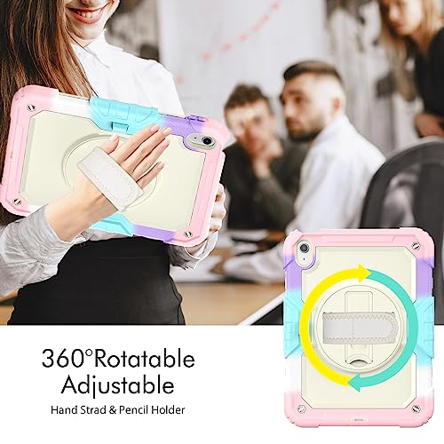 Sibeitu Case for iPad 11th A16 2025 & 10th Generation Case 10.9 Inch 2022 with Screen Protector, Heavy Duty Protective Cover with 360° Rotate Hand Shoulder Strap & Stand for iPad 11-inch/10th Gen