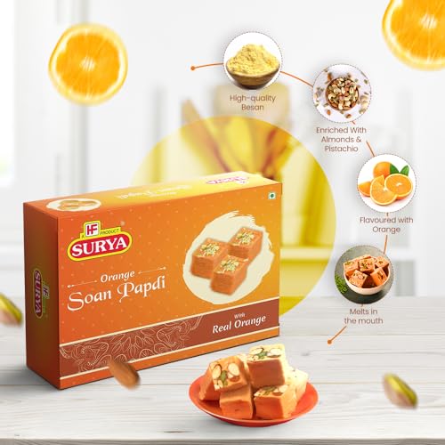 Image of HF, Surya Real Orange Soan Papdi- 200g | No Added Preservatives or Colours