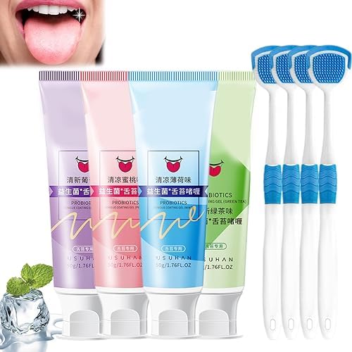 Probiotic Tongue Cleaning Gel Set, Oral Hygiene Brush