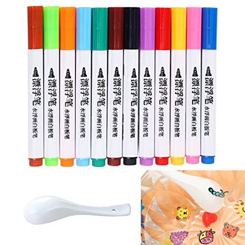 12 Bolígrafo Mágico para Pintura al Agua con Cuchara, Rotuladores Magic Marker, Rotuladores Lettering, Magic Marker Rotuladores Mágicos, para Graffiti, Dibujo, Escritura, Pizarra, Vidrio, Ropa