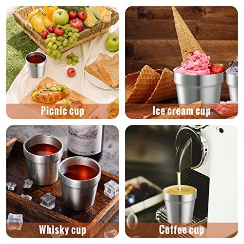 12 Pieces Small Stainless Steel Cups 6 Ounce Vacuum Double Wall Insulated Tumblers Reusable Stackable Mugs Travel Mug Metal Drinking Glasses For Toddlers Kids Adult Home Party Bbq Camping Outdoor #TOP4