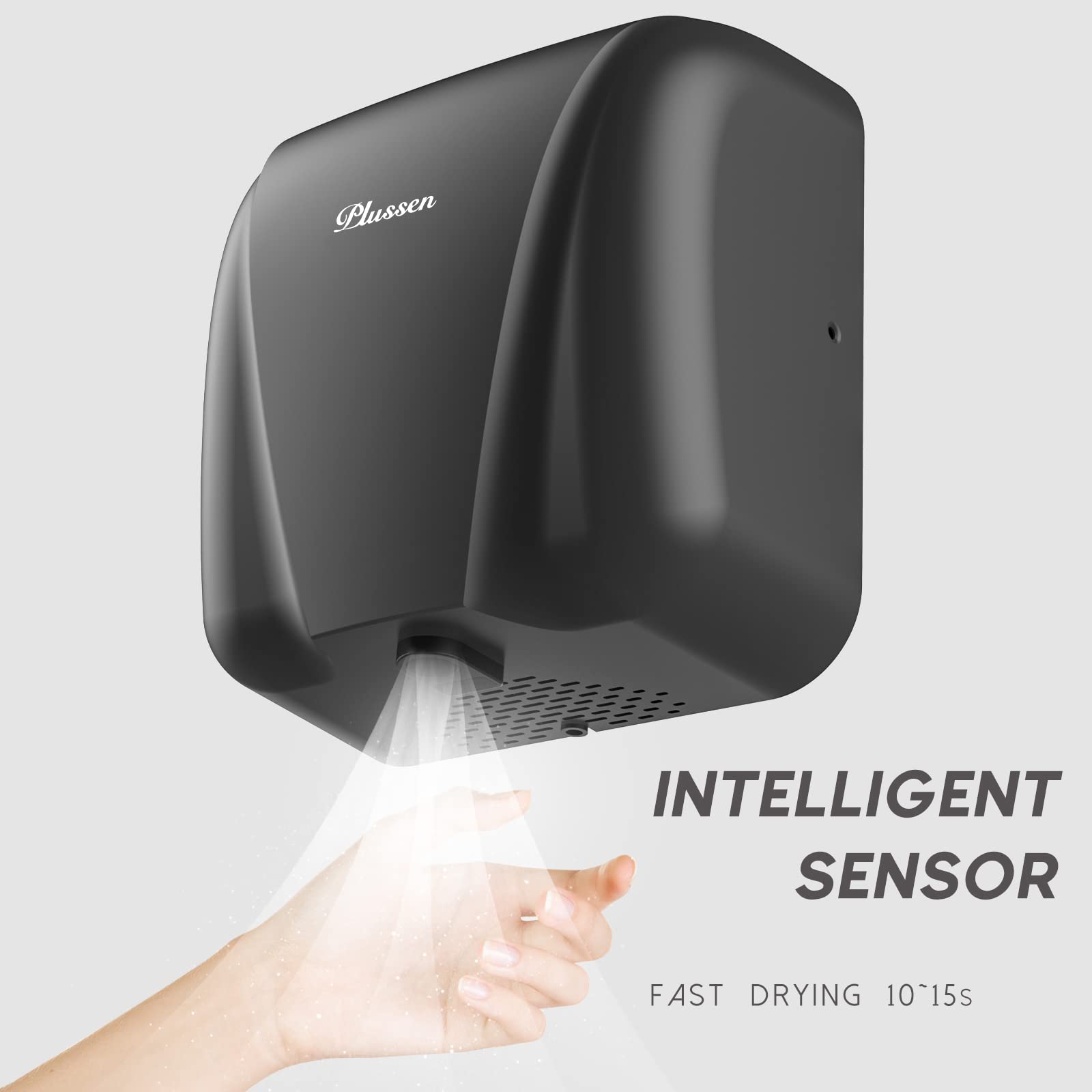 Professionale Asciugamani Elettrico Automatico con fotocellula, Design Elegante Finitura in Acciaio Inox Asciugatura Rapida 7-10 Secondi,1800W