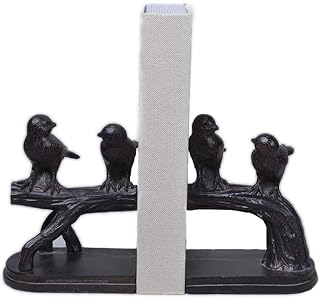 Comfy Hour Farmhouse Collection Polyresin Solid Heavy Set of 2, Birds On Branch Art Bookends, 1 Pair
