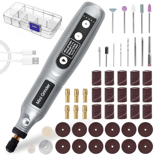 Cordless Mini Rotary Tool Kit - 5 Speed Adjustment USB Rechargeable Mini Grinder with Light 50 Accessories Multi-Purpose Power Rotary Tool for Sanding Polishing Drilling Etching Engraving DIY Crafts 1 Cordless Mini Rotary Tool Kit - 5 Speed Adjustment USB Rechargeable Mini Grinder with Light 50 Accessories Multi-Purpose Power Rotary Tool for Sanding Polishing Drilling Etching Engraving DIY Crafts