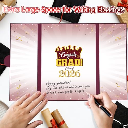 Image of Graduation Decorations 2026 Burgundy Gold Graduation Guest Book to Sign Class Of 2026 Signature Guestbook Alternative Party Gifts Keepsake Congrats Grad Invitations Memory Card Board College School