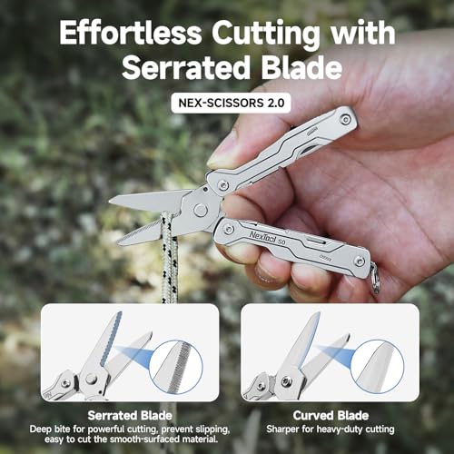 Image of NexTool Micro Sailor Scissors S0, Mini Keychain Multitool with Serrated Scissors, 8-in-1 Lightweight EDC Tool for Travel, Outdoor, Everyday Carry, Cool Gadget for Men(Purple)
