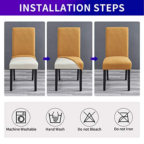 Howhic Stretch Chair Covers For Dining Room Set Of 2, Removable Washable Dining Room Chair Covers, Dining Chair Slipcovers Seat Protector, Great Home Decor And Banquet Upholstery (Gold, 2 Pack) #TOP6