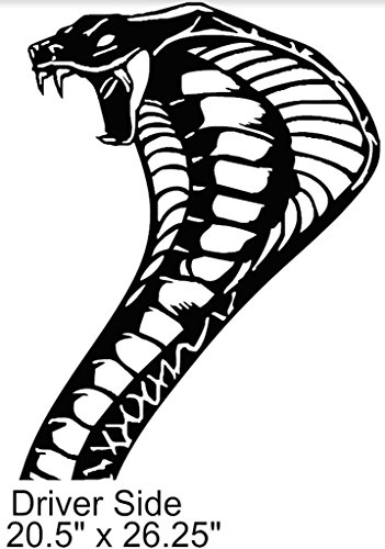 Clausen's World Cobra Snake Head Body Car Decal Vinyl Graphics 20.5X26.25 Inches, Fits Mustang And Shelby, Both Sides, Silver Grey Metallic #TOP1