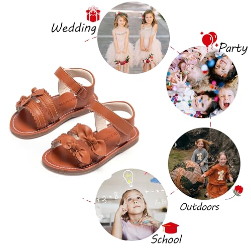Image of PHIRAMIN Toddler Flower Girl Sandals - Girl Dress Shoes Toddler Little Kid Wedding Party