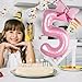 LEBERY Pink Bow Balloons 40 Inch Pink Number 5 Balloon Jumbo Number 5 Birthday Balloons for Girls, Mini Bowtie Foil Balloon for Princess Cowgirl Mouse Themed 5th Birthday Baby Shower Decorations
