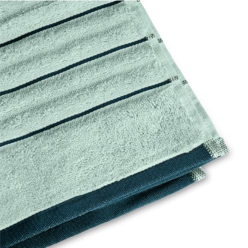 Image of Spaces Hand Towels | 100% Cotton | Highly Absorbent & Super Soft | High Loft Ribbed Texture | 2 Piece Hand Towel Set | 40 x 60 cm | Sea Green /Teal