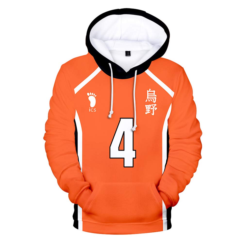 Unisex Anime Haikyuu Cosplay Yu Nishinoya 3D Printed Hoodie Simple Loose All-Match Men's Long Sleeve Pullover Jacket Costume Uniform,XXXXL