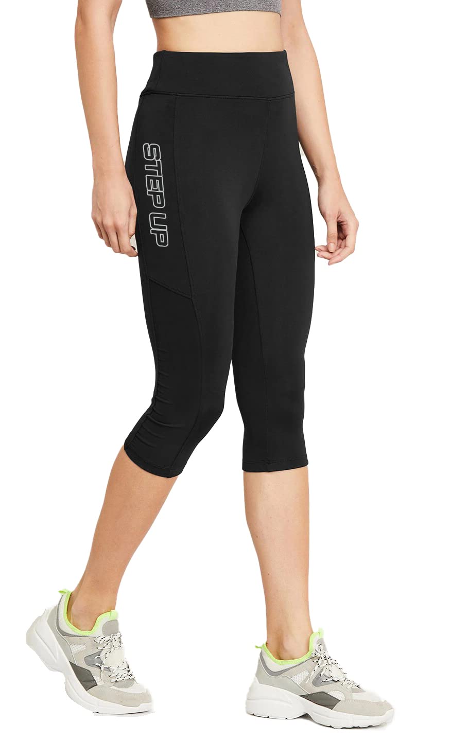 3colors 3Colours RGB Proactive Women Yoga Capri Elasticated Waist- 3/4- Polyester Elastane - Snug Fit, High Stretch, Quick Dry-Step UP-picture-40