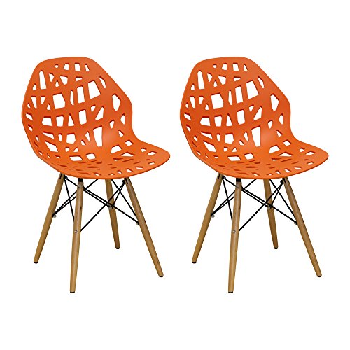 Mod Made Modern Stencil Cut Out Eiffel Dining Side Chair (Set of 2), Orange