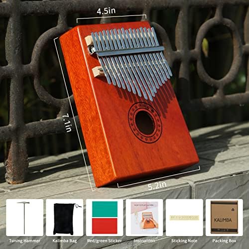 Kalimba 17 Keys Thumb Piano Solid Finger Piano Mahogany Body with Tuning Hammer Study Instruction - Best Birthday Christmas Gift for Music Fans Kids Adults 5 51wZPawDlfL. AC