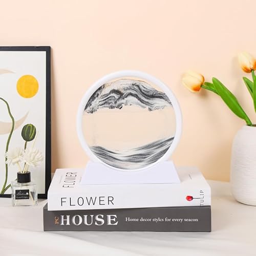 AzureLeap Sandbilder zum Drehen 3D Sandscape die Sandkunst in Tiefsee Fließende Sandmalerei Sandbild Geschenke Sanduhr Deko Aesthetic für Büro Wohnzimmer Schreibtisch Erwachsene (7-SCHWARZ)