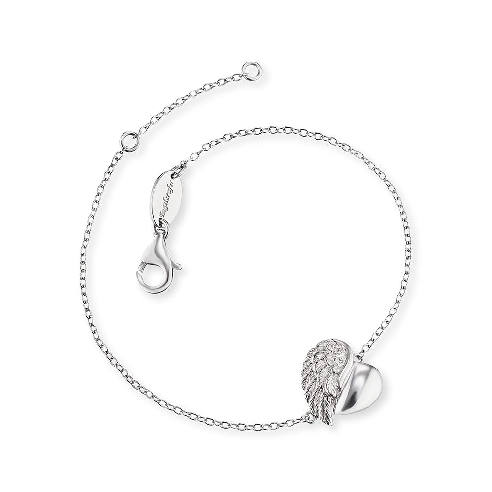 Angel Whisperer Silver Heart Wing Bracelet ERB-LILHEARTWING