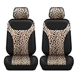 AUTOFAN Universal Fit Front Car Seat Covers (2-Pack) – Premium PU Leather with Leopard Print Design, Airbag Compatible, Easy Installation, Stylish Interior Upgrade for Cars & SUVs