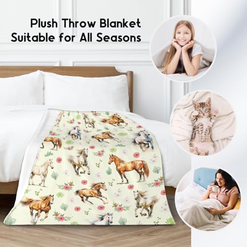 Horse Blanket, Cute Soft Throw Gifts for Grils Teens, Cozy Flannel Throw Blankets for Couch Office, 40"x50"