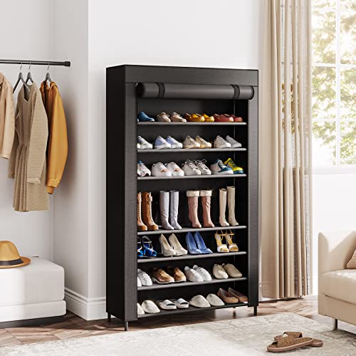 Tribesigns Shoe Rack,9 Tier Shoes Storage Rack Organizer With Nonwoven Fabric Cover,Shoe Storage Shelf For 40-50 Pairs Of Shoes,Black Tall Shoes Racks (Black) #TOP4