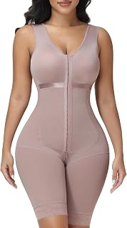 SHAPEBUS Fajas Colombianas Moldeadoras Bodysuits For Women Tummy Control Butt Lifting Body Shaper with Zipper Crotch