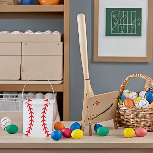 Image of Baseball Easter Basket for Kids Baby Boys and Girls Cute Toy Storage Organizer Bin Box Easter Dinosaur Room Decor(Baseball)