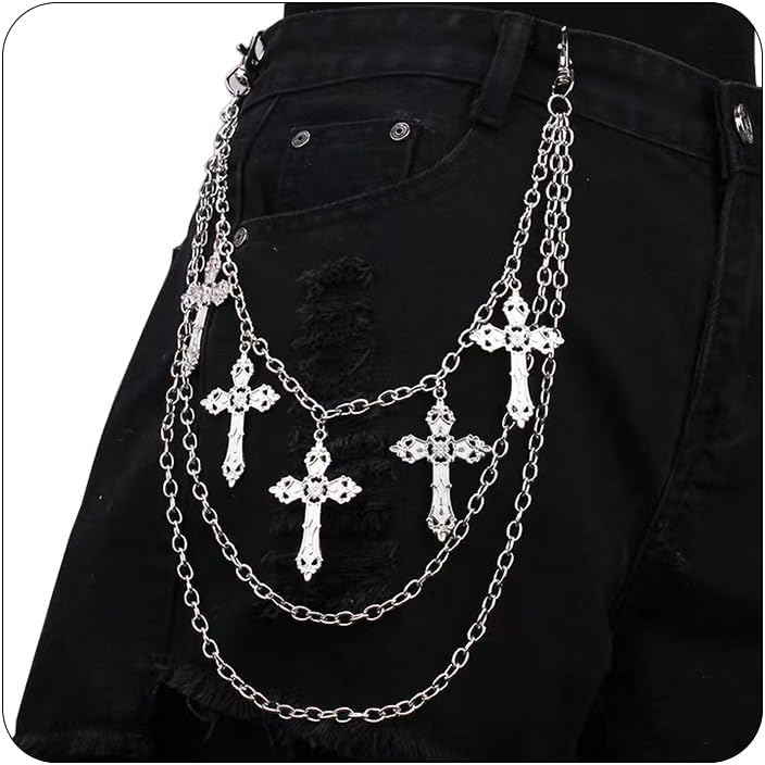 Punk Pants Chain Hip Hop Cross Sword Star Rivet Charm...