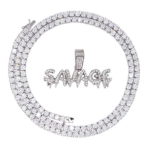 Juego de Cadenas de Cuerda Techno Pave con Colgante Iced Out para Evitar Enredos
