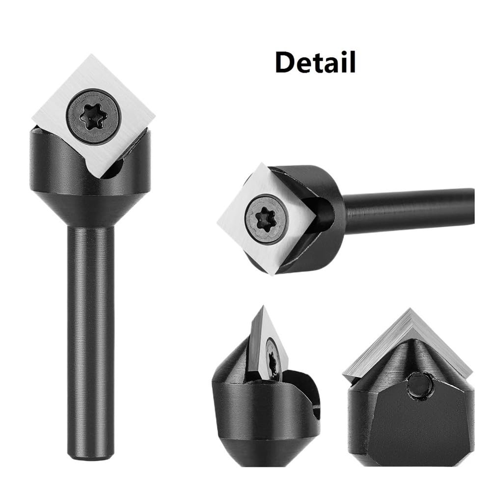 Fresa per buco della serratura Inserto in metallo duro con scanalatura a V da 90 gradi, singola, gambo 1/4 di pollice, fresa for incisione su legno CNC, smusso e intaglio, 1 pezz0