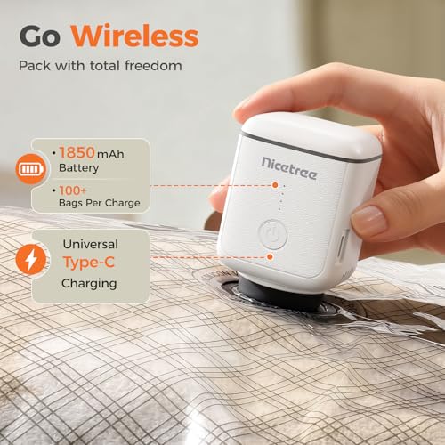 Image of Nicetree 24-Pack Vacuum Storage Bags with Rechargeable Wireless Pump | 3 Sizes (20 /24 /28 Inch) Travel Vacuum Seal Bags for Clothing, Bedding & Seasonal Storage | Space Saver for Luggage