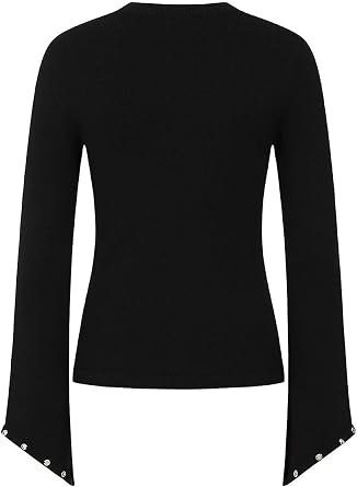 Hell Bunny Piper Black Jumper Gothic Flared Long Sleeve Sweater