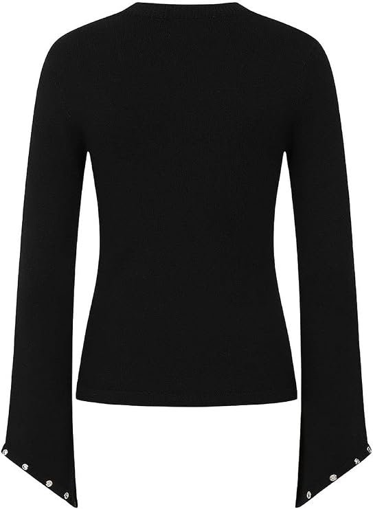 Hell Bunny Piper Black Jumper Gothic Flared Long Sleeve Sweater