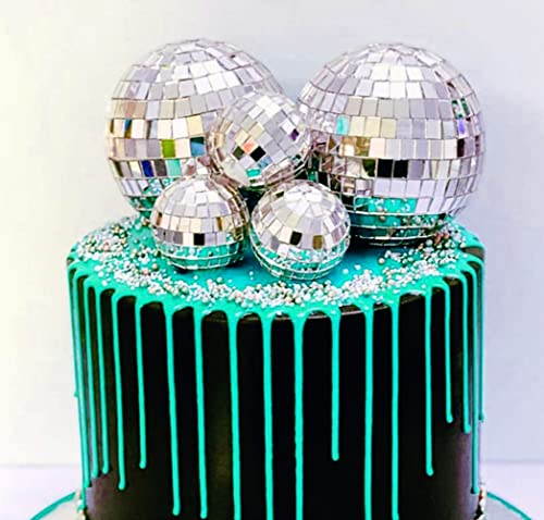 JeVenis 5 PCS 70's Disco Ball Cake Decoration And Toppers Saturday Night Fever Party Supplies For Dance Birthday Party Supplies