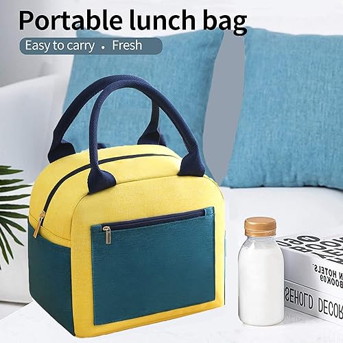 Image of Insulated Lunch Bag for Office, School, Men, Women, Hot & Cold Lunch Box, Tiffin Pouch (Lunch Bag with Side Zipper Pocket - Yellow)