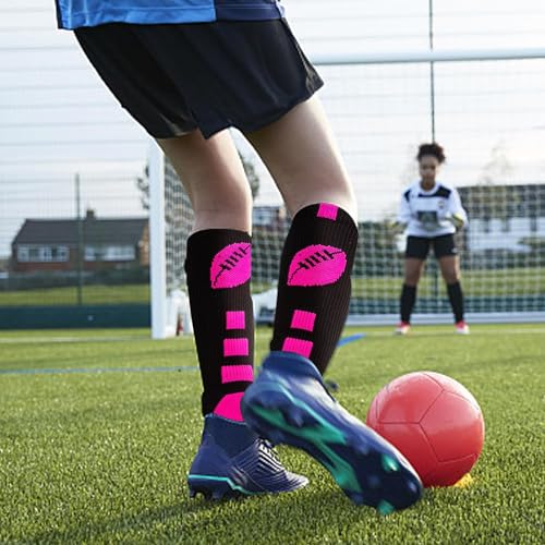 Image of Breast Cancer Awareness Soccer Socks for Men,Black Pink Football Socks,Breast Cancer Gifts Football Accessories For Men Women, Medium