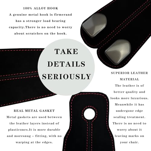 Car Headrest Hooks for Purses and Bags, 2-Pack Leather Car Seat Hooks, Multifunctional Storage Hook for Car Seat Back, 100% Metal Car Bag Hook, Black