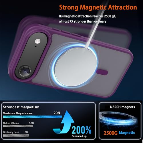 Image of Magnetic for iPhone 17 Air Phone Case, [Compatible with MagSafe], Screen Protector X1, [Military Grade Drop Protection],Matte Finish,Slim,Shockproof,Protective (Deep Purple, iPhone 17 AIR)