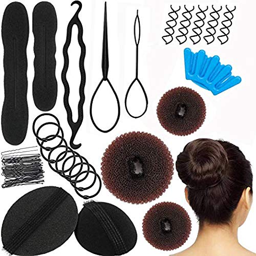 AUGSHY 47 Pcs Brown Magic Donut Hair Bun Maker Kit