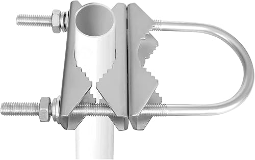 Miniatura 4 de Slinkdsco - Abrazadera de mástil de doble antena pesada en V, pernos en U, accesorios de montaje de tubería para TV CB, antena de jamón, sombrillas,
